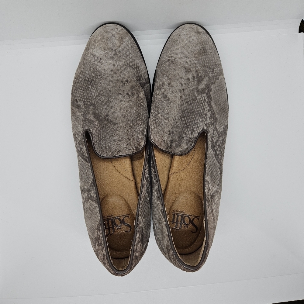Sofft Severn Gray Python Print Suede Loafers Size… - image 6